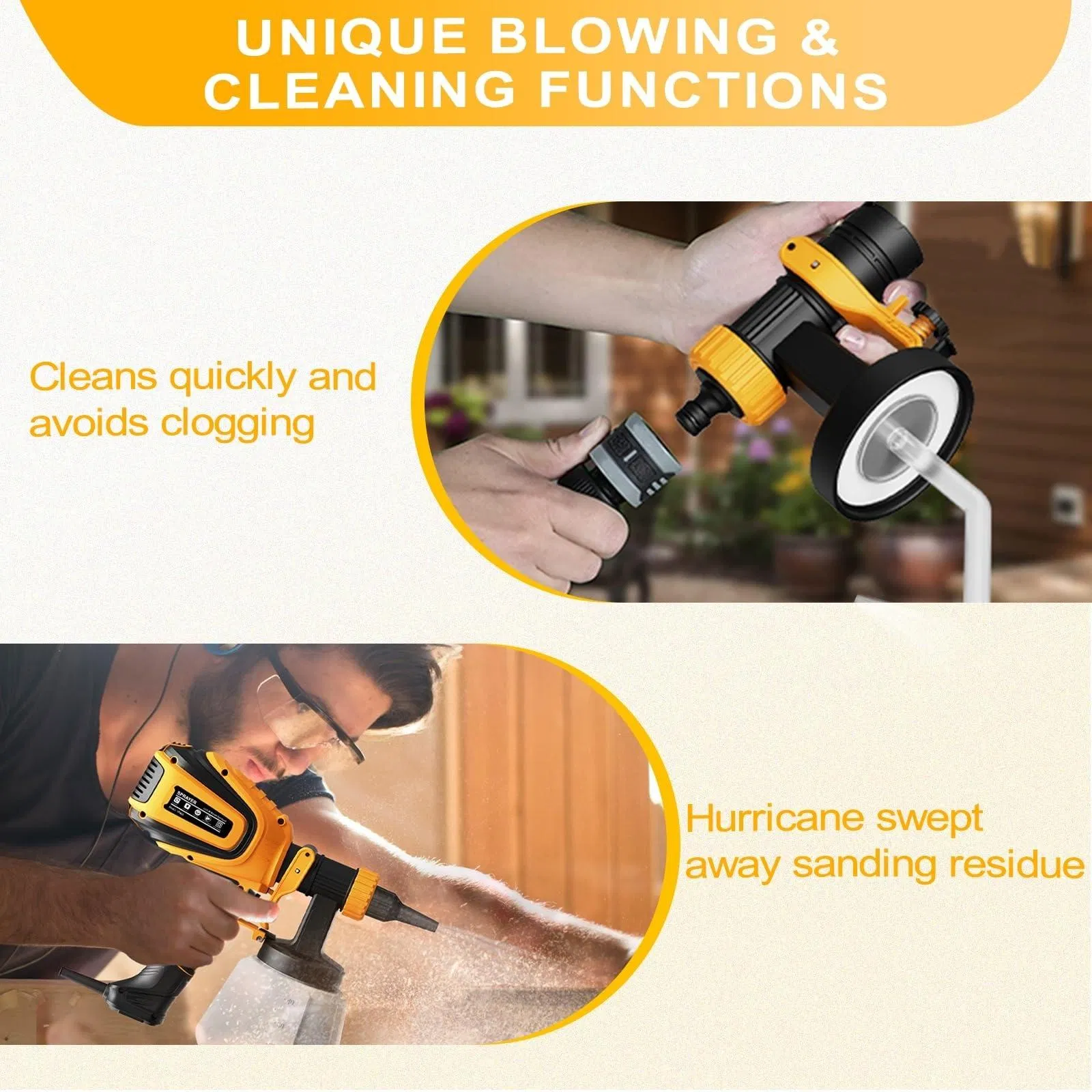 Vonforn Paint Sprayer, 700W HVLP Paint Sprayer with Cleaning & Blowing Joints