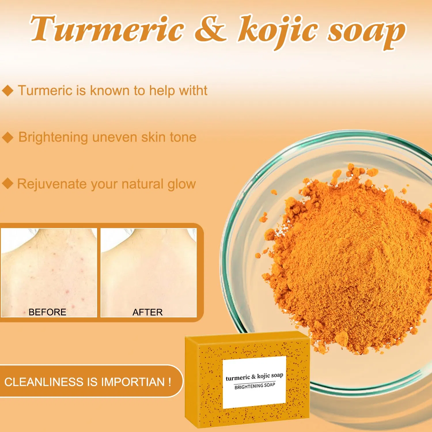 Beauty Cosmetics Turmeric Whitening Soap Mousse Turmeric Skin Care Set