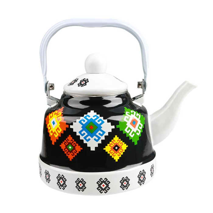 Large Enamel Tea Kettle with Handle for Home Office Party Outdoor Use