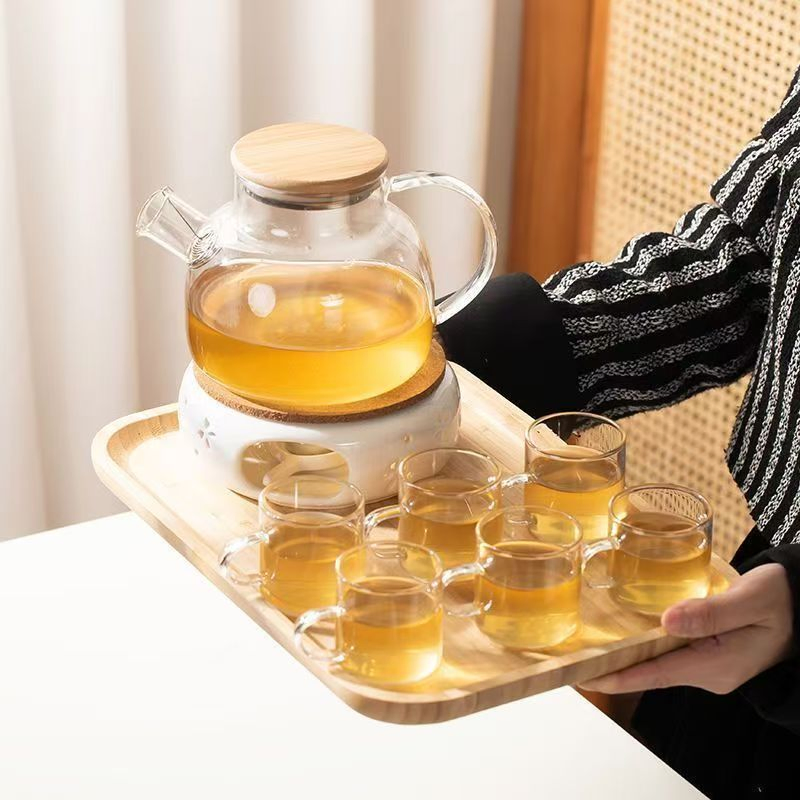 Borosilicate Glass Water Tea Pot Set with Tea Warmer Tea Kettle