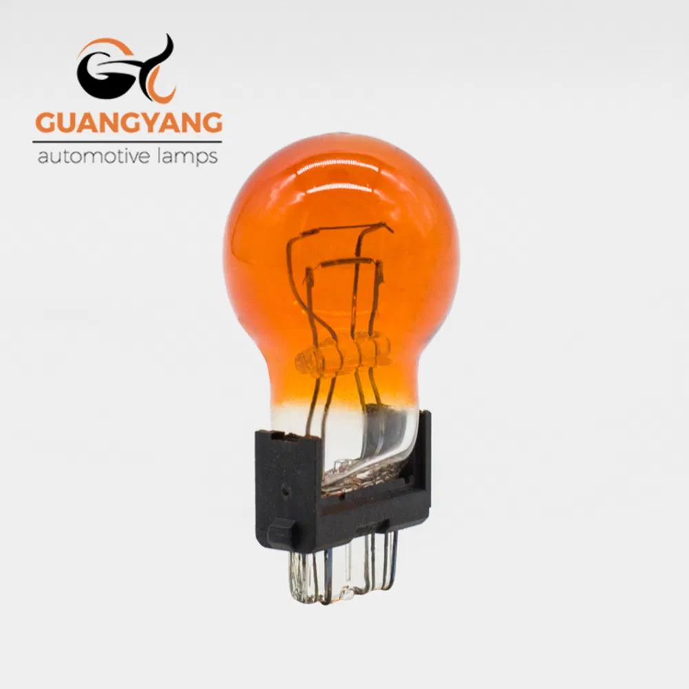 Лампа автомобильная 3057 12V 27/7W янтарная для стоп-сигнала