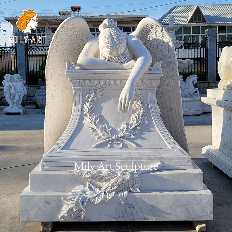 Natural White Marbl Angel Grave Stone Tombstone Angel Monument