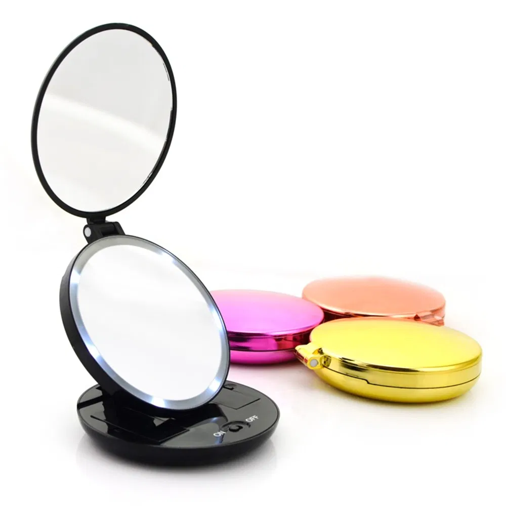 Round Shape Double Sides Foldable LED Makeup Pocket Mirror