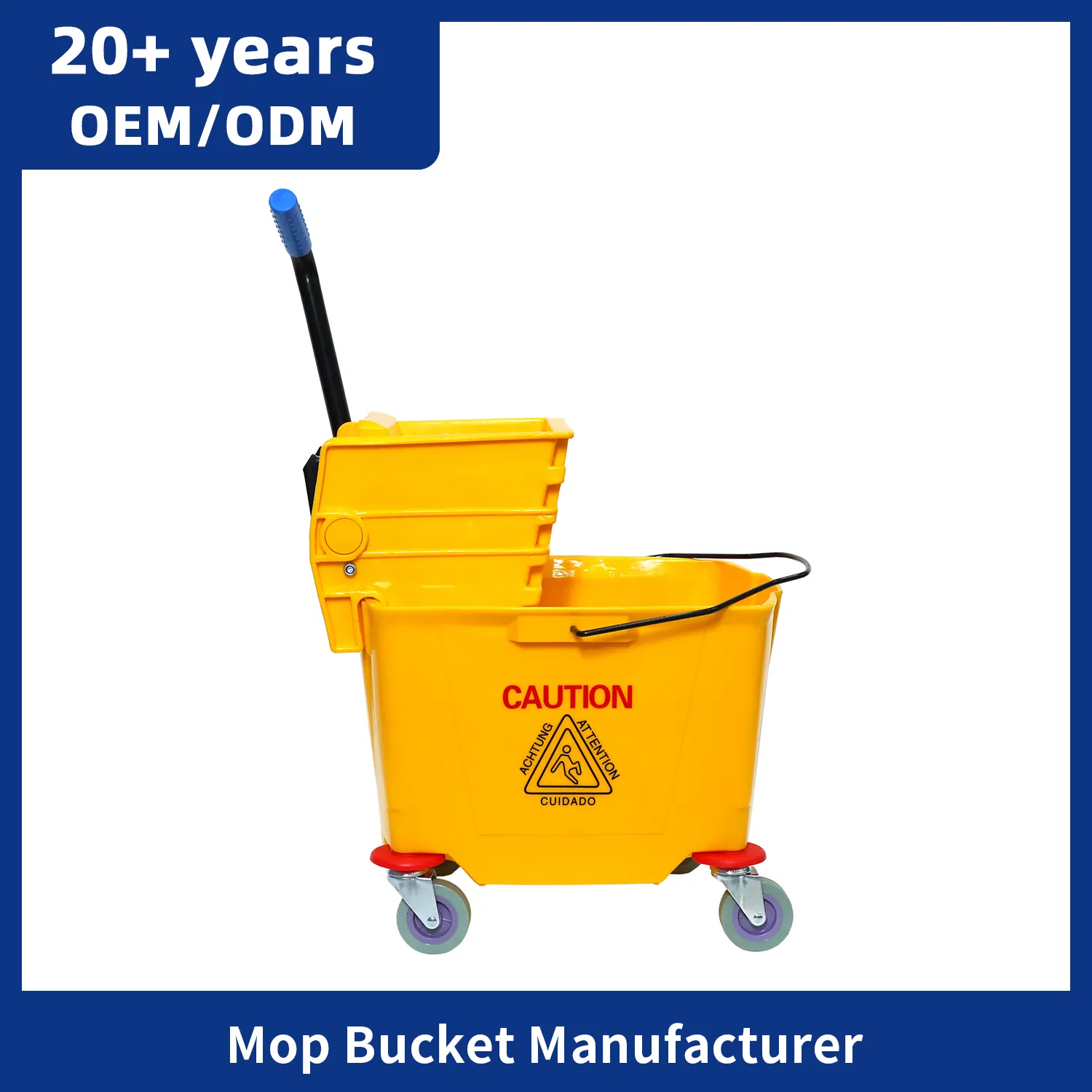 Hospital Cleaning Trolley with Double Mop Bucket and Squeezer Wringer Mobile Cleaning Carts