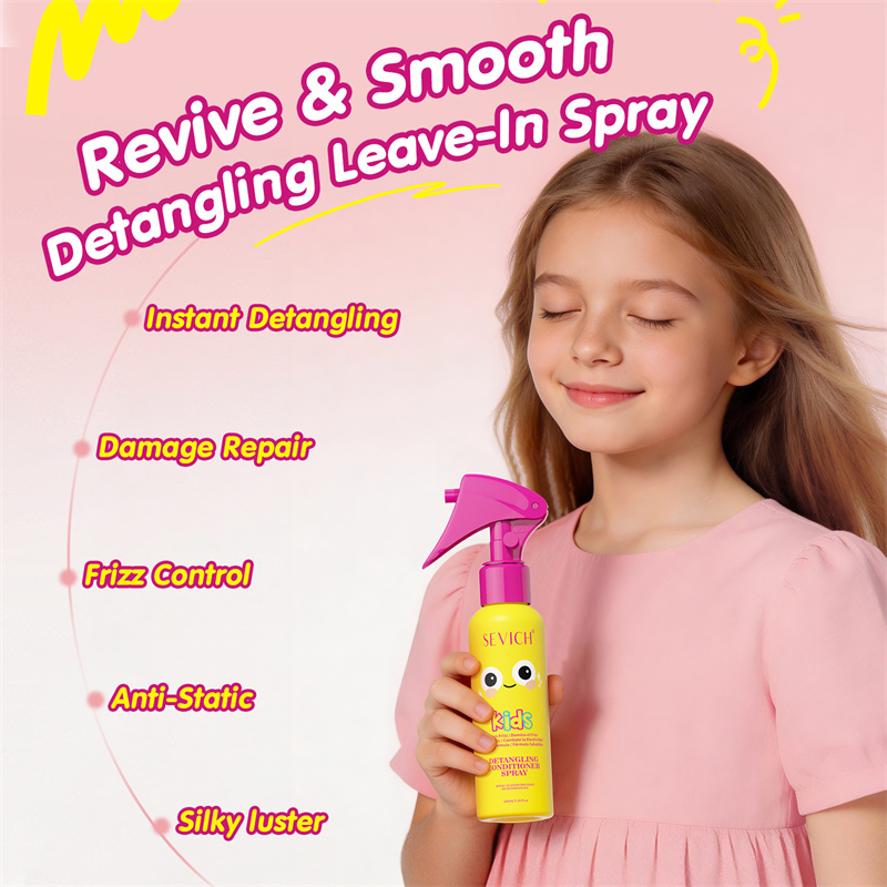 Private Label Kids Hair Detangler Spray OEM Organic Coconut Oil Hair Heat Protection Instant Detangling Spray