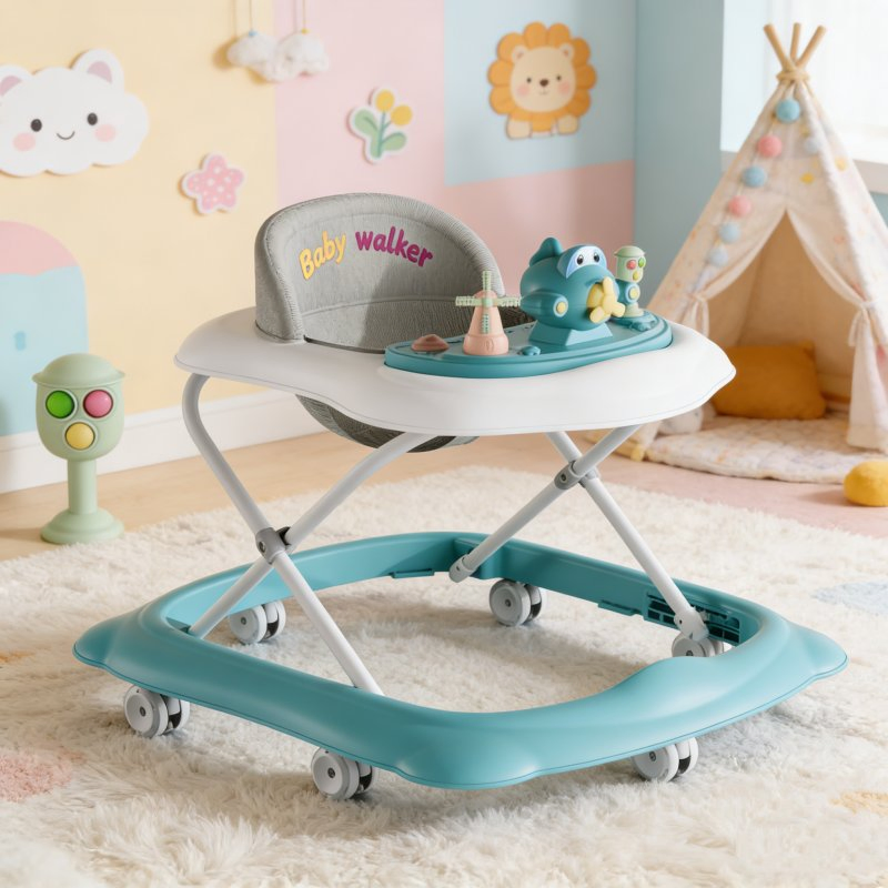 Cartoon Truck Head Baby Walker with Dynamic English Music Baby Walker