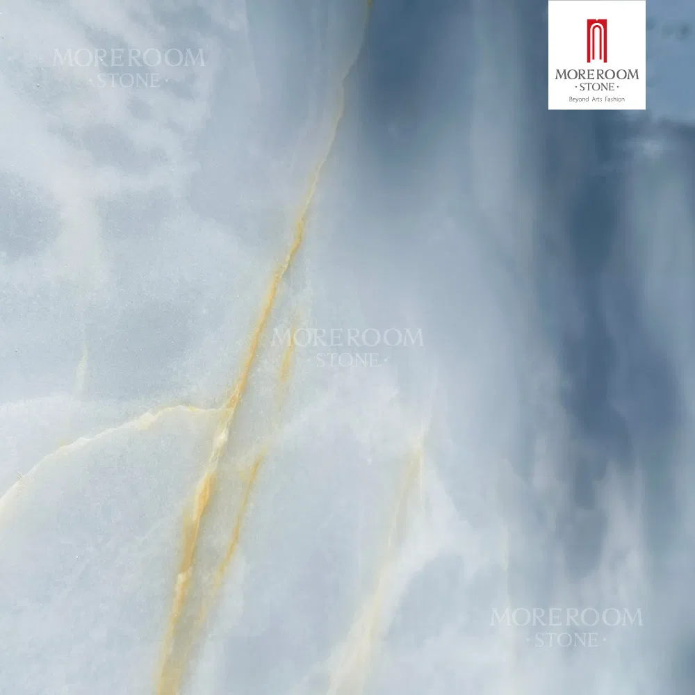 Artificial Blue Onyx Marble Slab Sintered Stone for Luxury Bar Counter Decoration