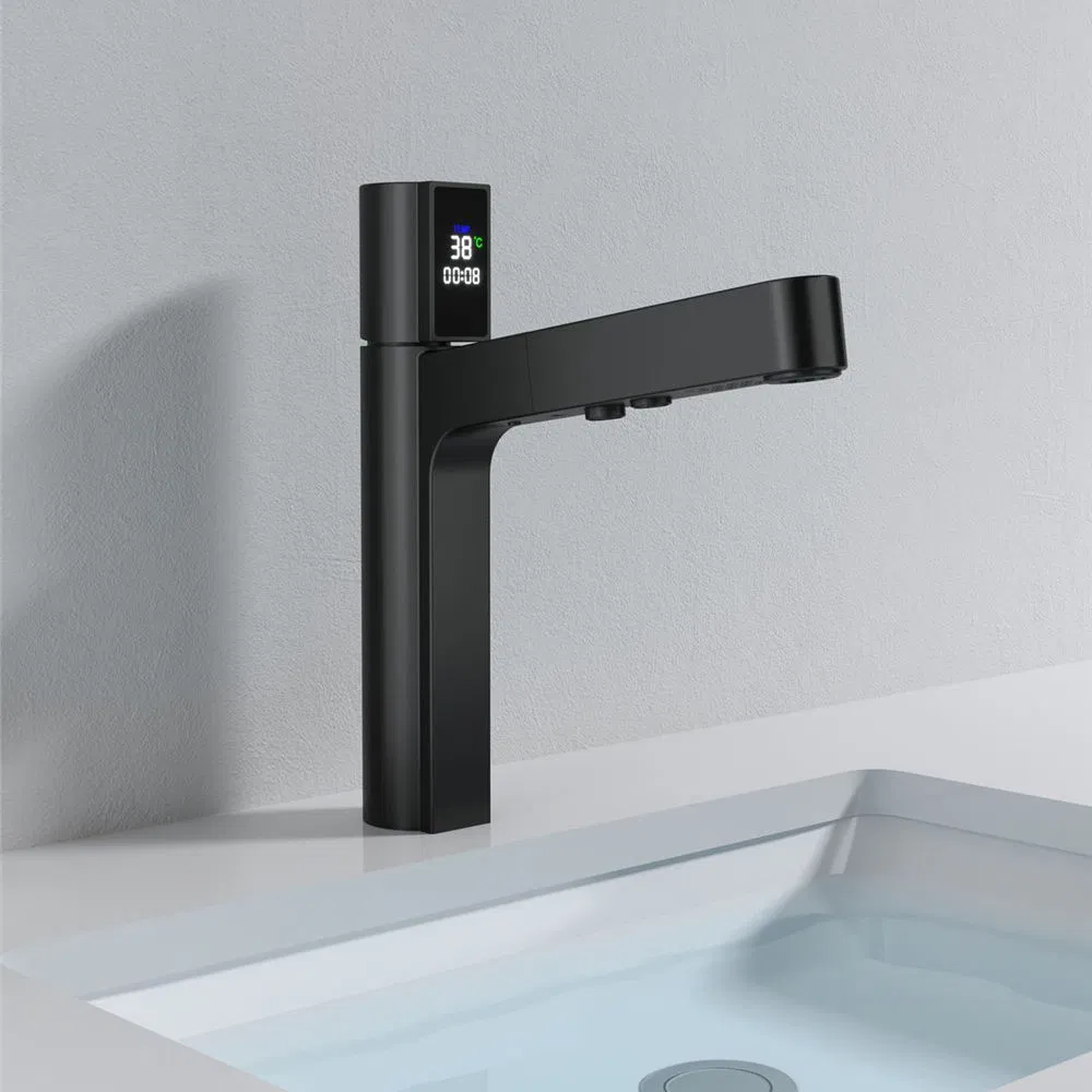 LED Temperature Digital Display Hot Cold Water Mixer Tap Smart Basin Faucet