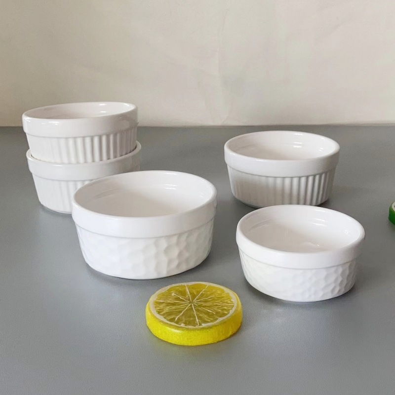 3"3.5"4"Saucer Soup Ice Cream Bowl Round Shape Eboss White Ceramic Porcelain Tableware