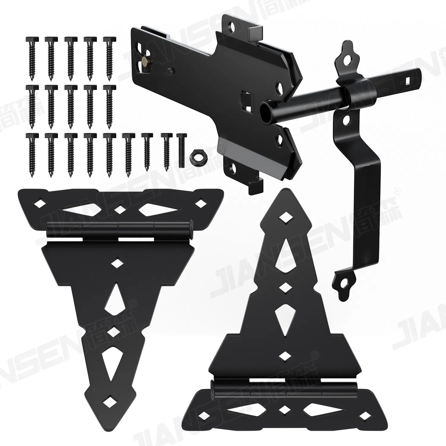 Traditional Heavy Duty Wood Gates Hardware Sets Decorative Fence Hardware Kit Gate Hardware Sets Black Stainless Steel for Outdoor Doors