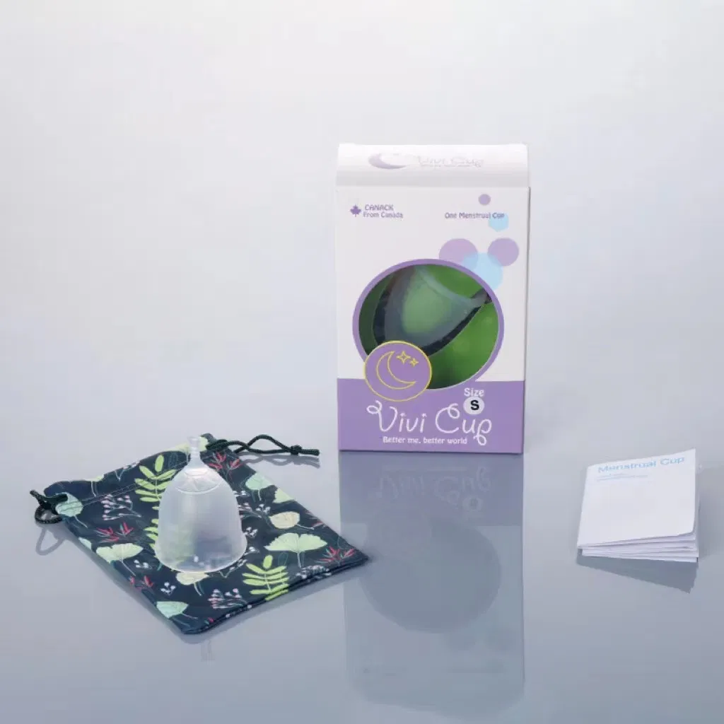 Short Handle Soft Silicone Menstrual Cup for Teenagers