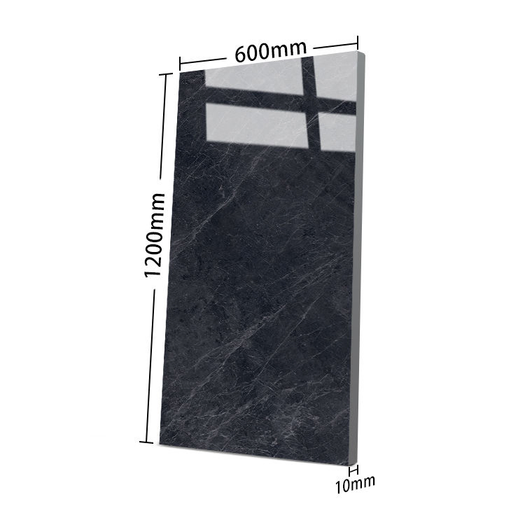 Large 600X1200 mm Marble Black Tiles Ceramic Black Polished Glazed Rock Look Glossy Porcelain Big Slab for Wallfloor