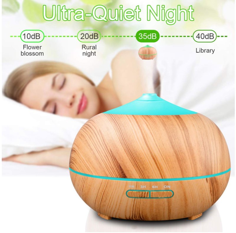 Wood Grain Fragrance Ultrasonic Aromatherapy Aroma Essential Oil Diffuser LED Colorful Lights