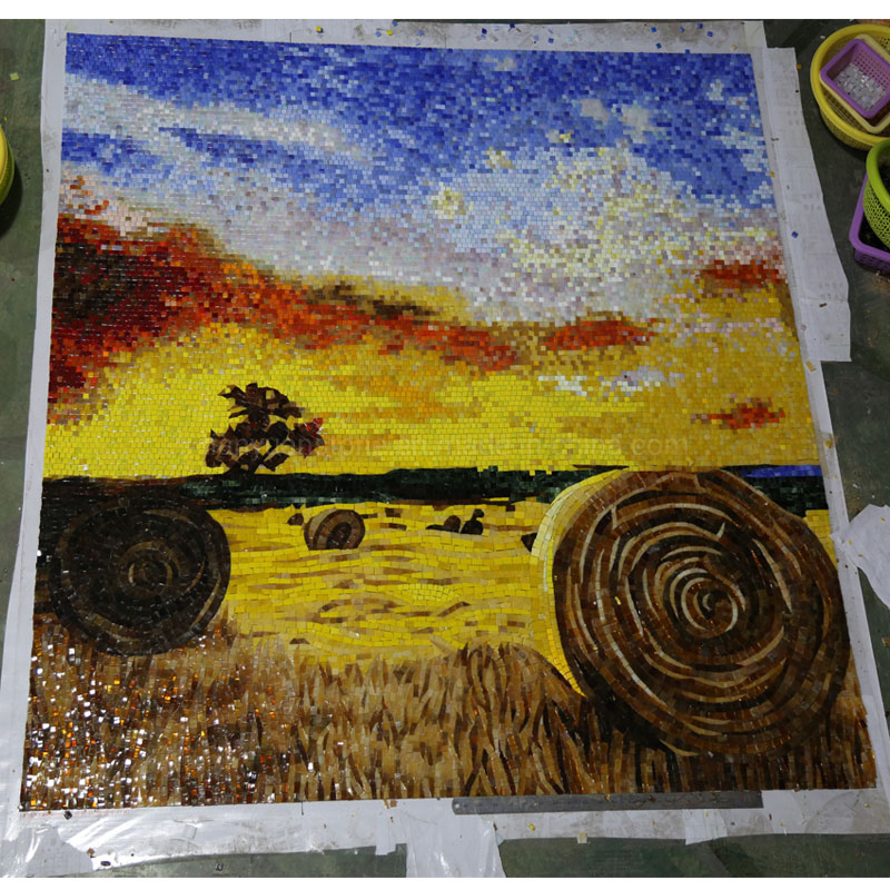 World Masterpiece Vincent Van Gogh Starry Night Picture Handmade Decorative Glass Mosaic Wall Art Murals