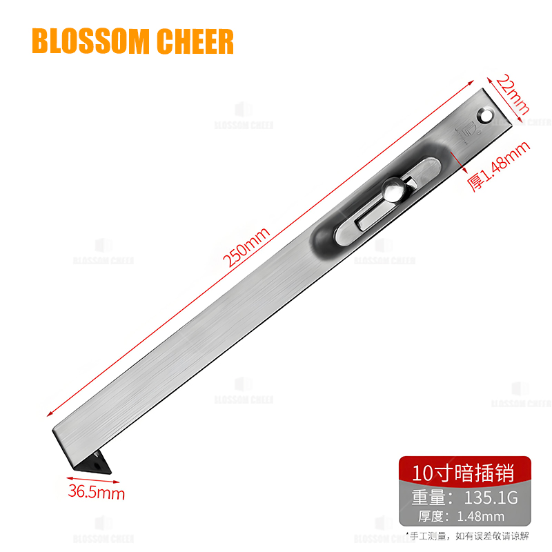 Flush Has Steel Hardware Bolted Aluminium Hidden Security Latch Door Bolt