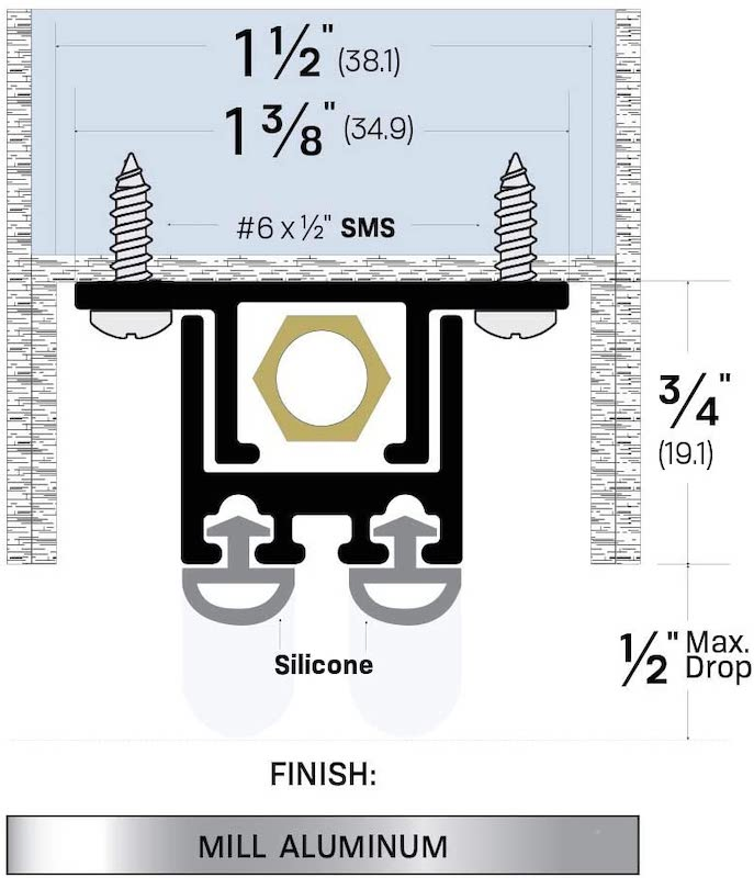 Heavy Duty Surface Automatic Aluminum Weatherstrip Door Bottom Threshold