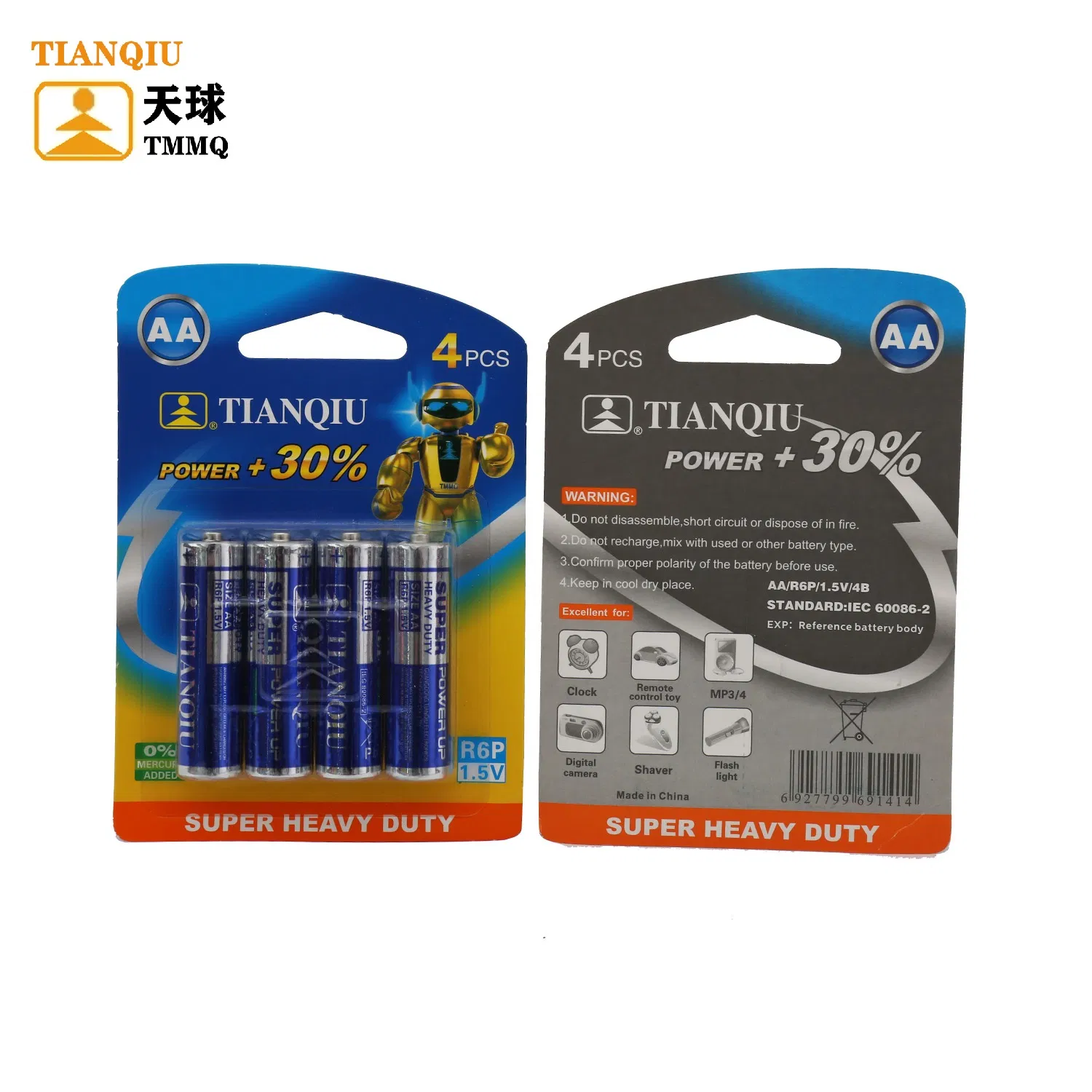 Tianqiu AA Carbon Zinc Heavy Duty 1.5V Dry Battery High Power Bank
