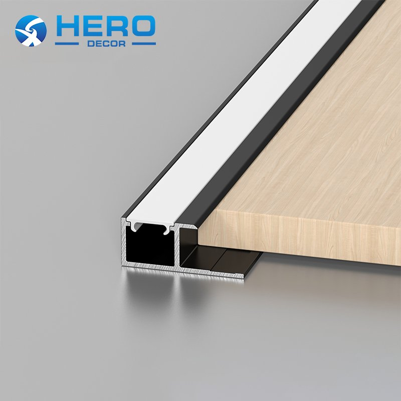 LED Wall Panel Profile Hero Metal Tile Trim for Wood Veneer H Shape Aluminum Extrusion Strip