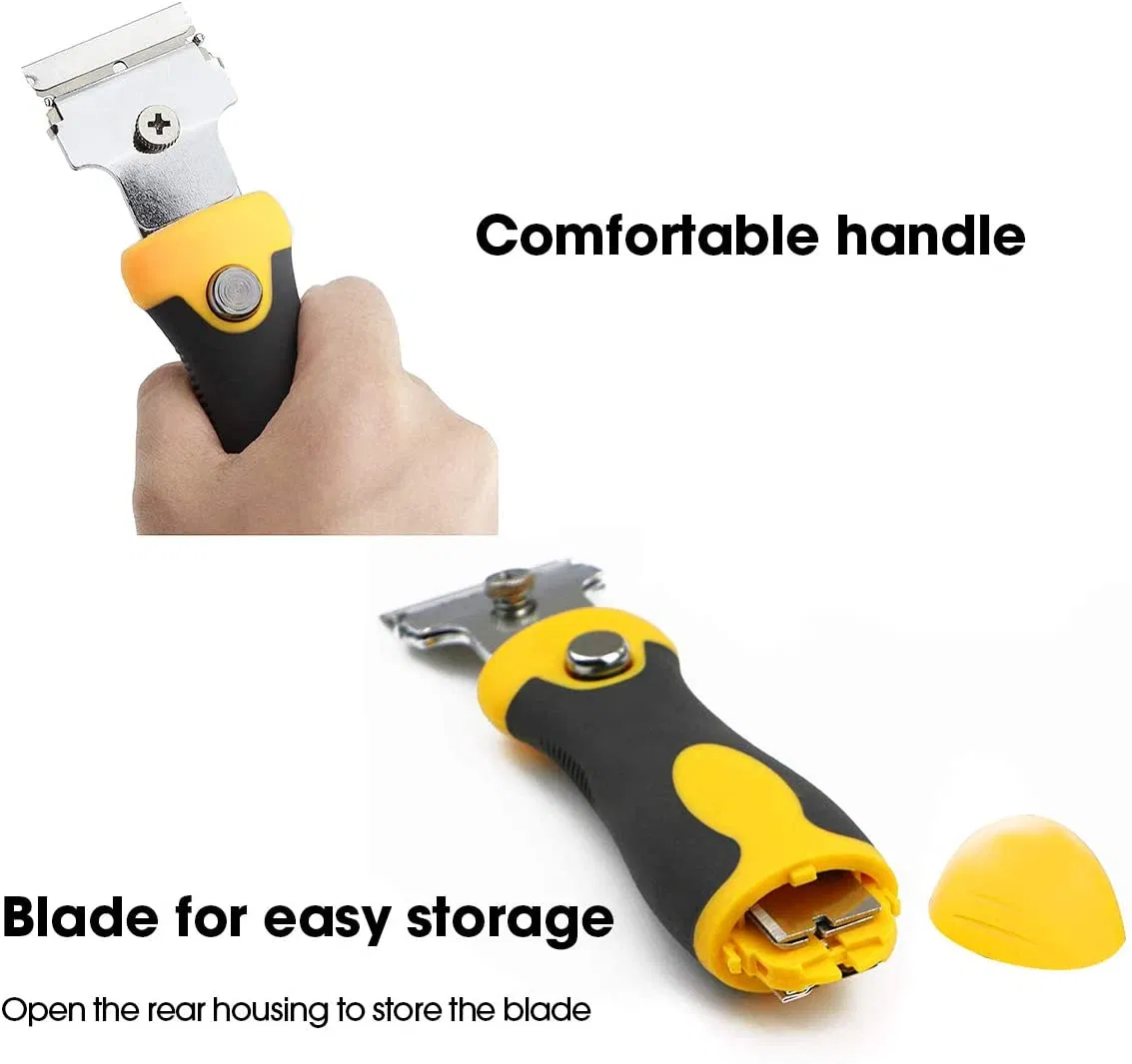 Cleaning Scraper Plastic Razor Scraper with Metal Blades and Double-Edged Plastic Blades
