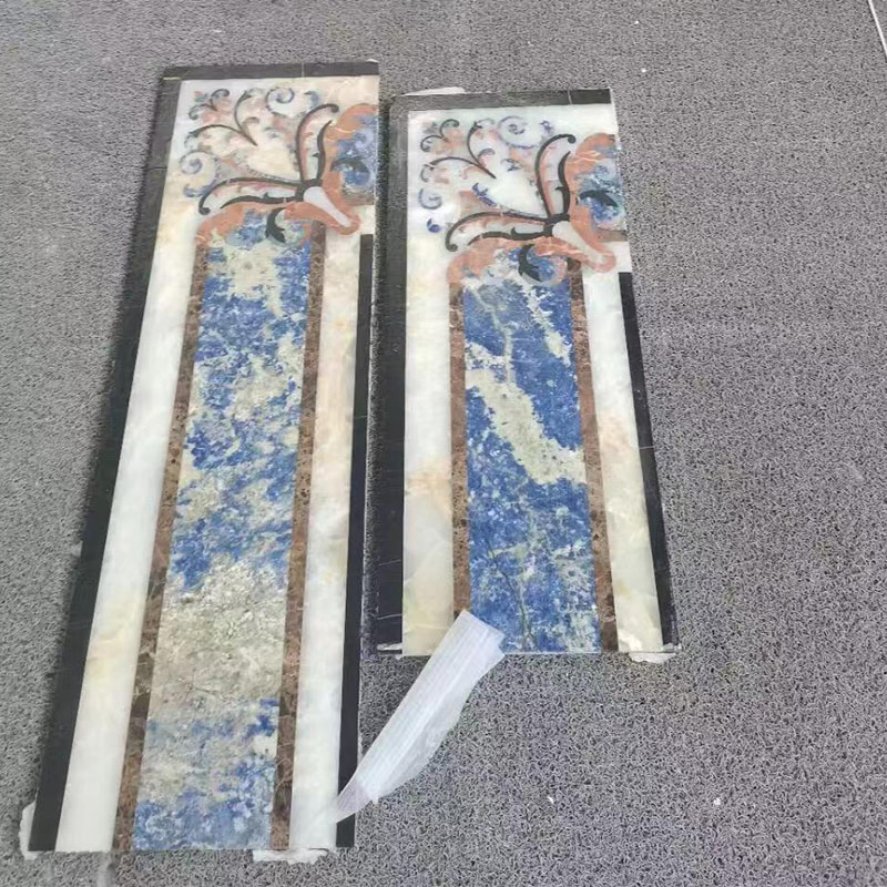 Sinotopstone Luxury Water Jet Marble Mosaic Border Bathroom Mosaic Trim Waterjet Tile