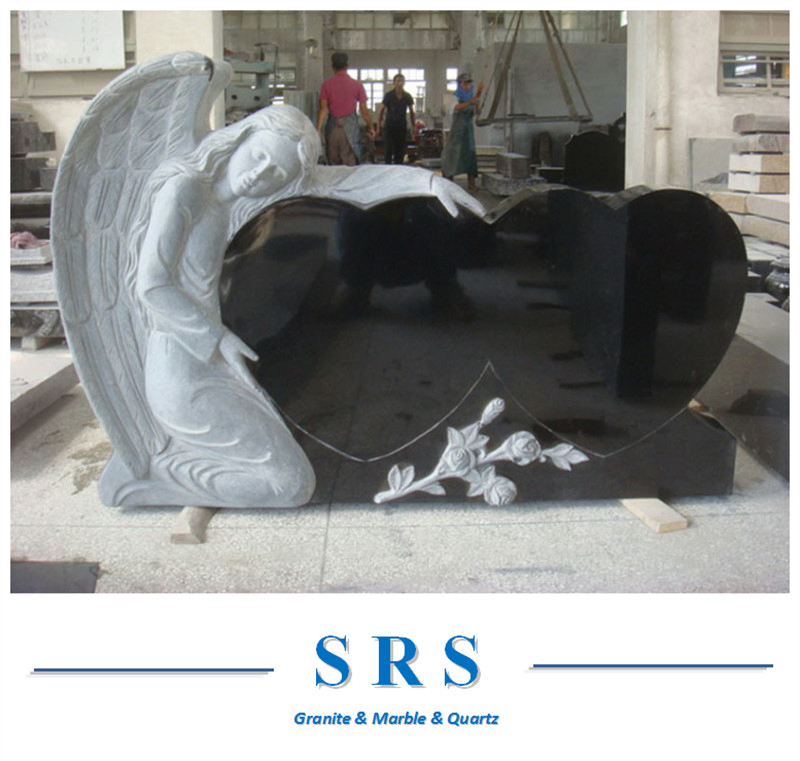 Black Marble Granite Heart Shaped Monument