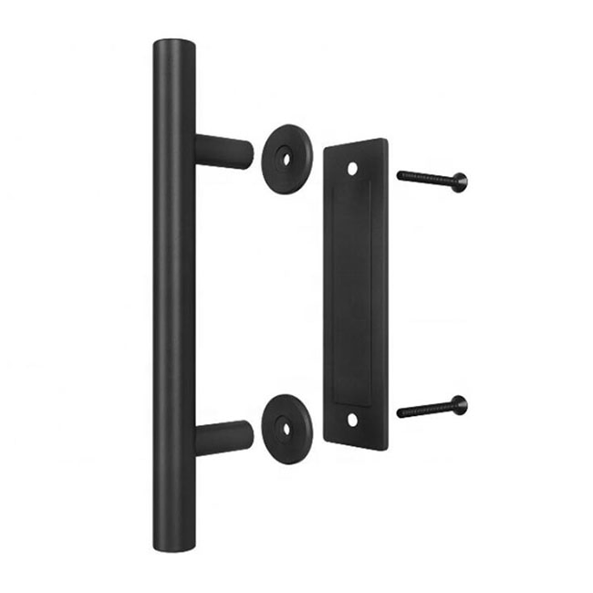 12 Inch Black Powder Coated Sliding Barn Door Handle