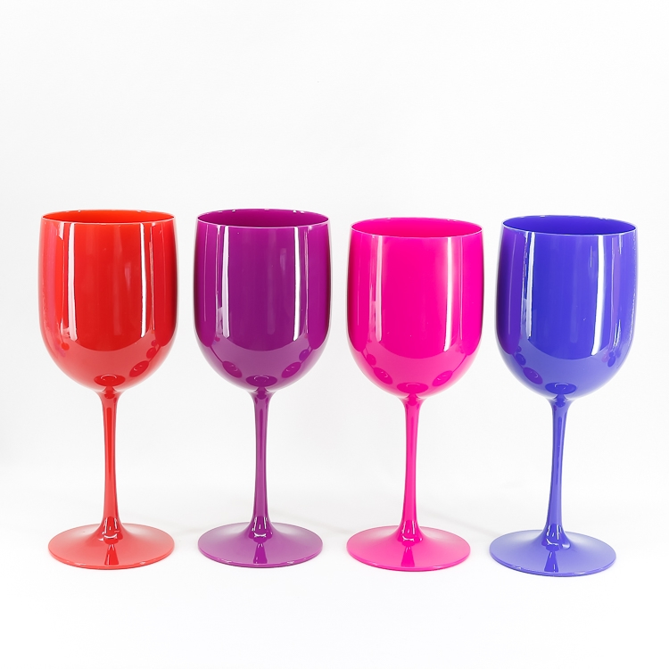 Customised Painting Logo Colorful Colored Cute Large French 16oz 480ml Fluted Red Champagne Wine Glasses Plastic Wine Glass