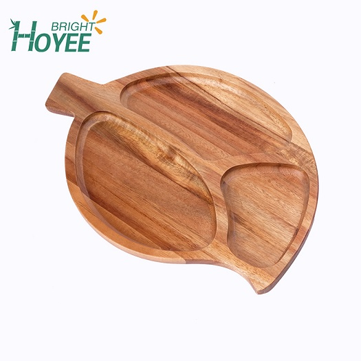 Wholesale Acacia Wood Leaf Shape Snacks Plate