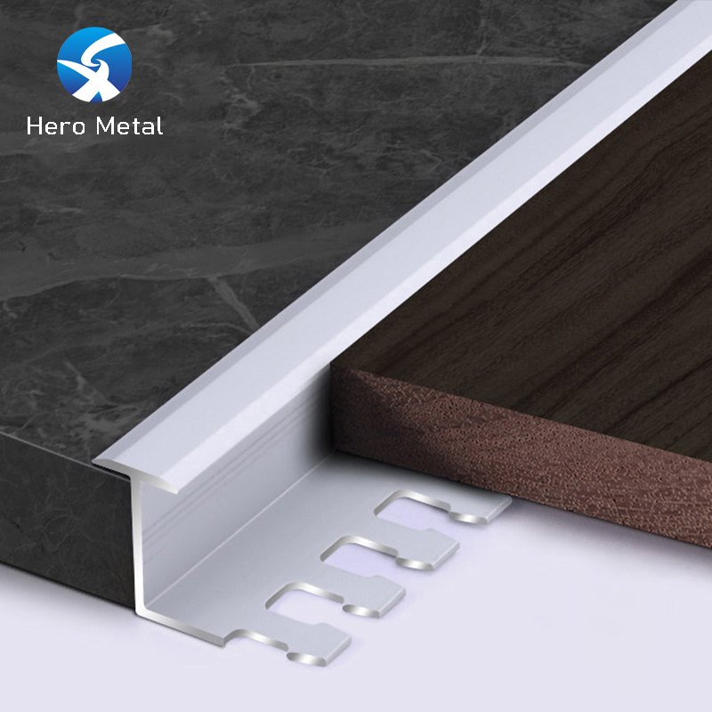 Aluminum Arc Trim Wire Drawing Decoration Profiles Hero Metal Foshan Customized Modern Design H Shape Floor Edge Strip