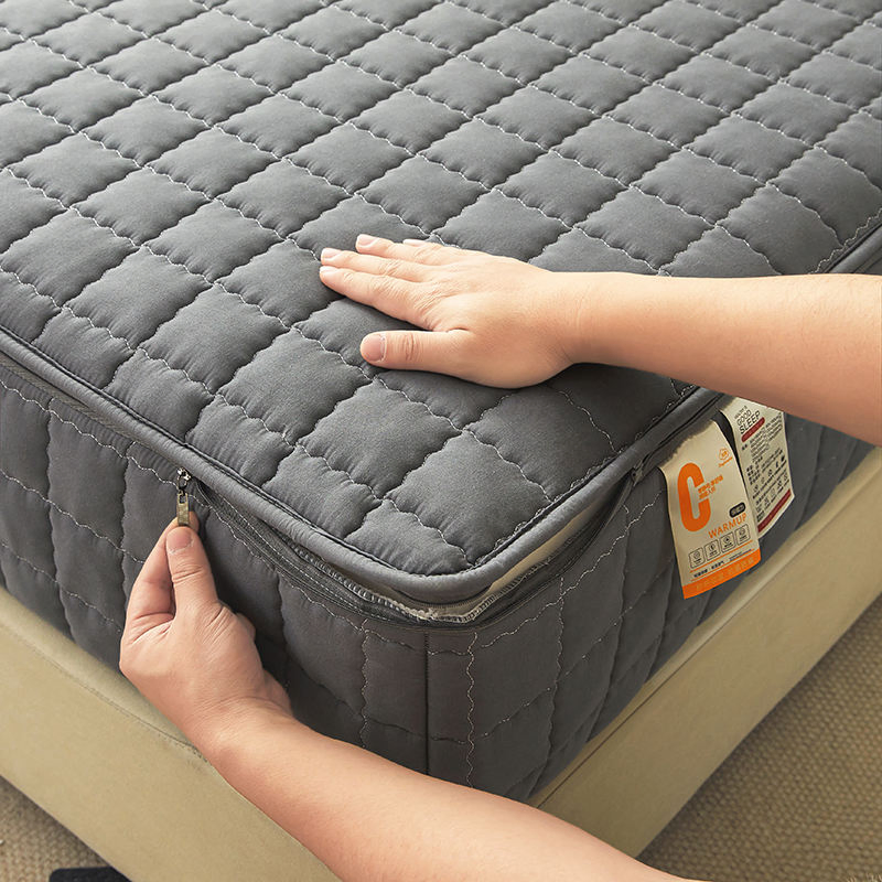 Detachable 6-Sided Fully Wrapped Cotton Quilted Anti Slip and Soft Bed Sheet New Zipper Style Bedspreads & Coverlets Fitted Sheet