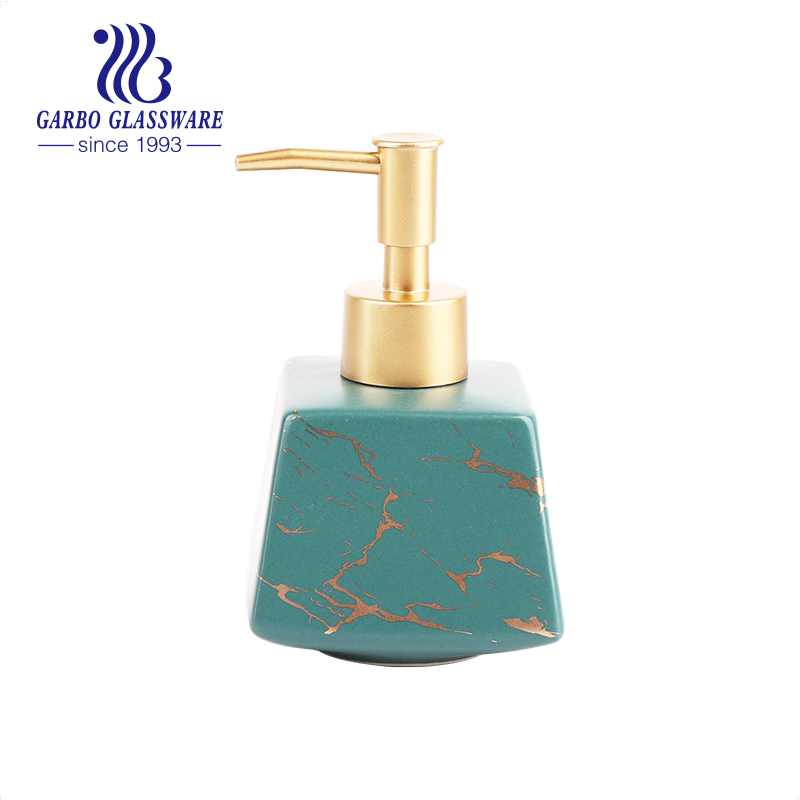 Promotion Porcelain Bathroom Sets Ceramic Liquid Shampoo Shower Gel Dispenser with Metal Lid