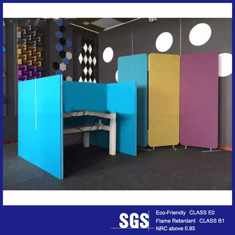 Europe Easy Install Polyester Fiber Pet Acoustic Partition Cubicle Folding Movable Acoustic Room Divider Screen Soundproof