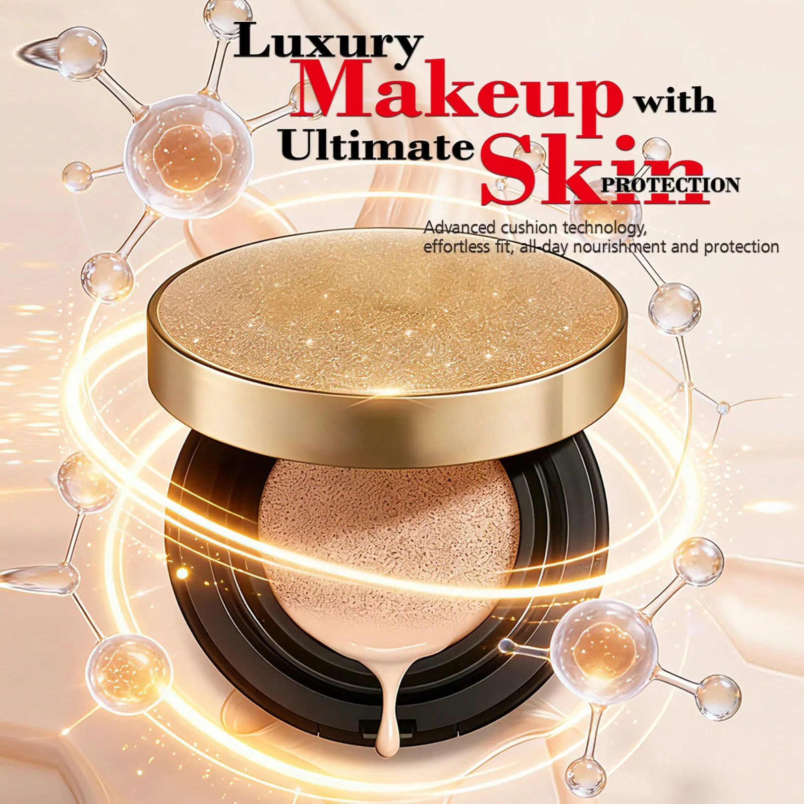 Triple-Defense Cushion Foundation-Sun Protection, Blue Light Shield, Anti-Pollution, Isolation, Repair, Brightening, Antioxidant, Moisturizing & Nourishing