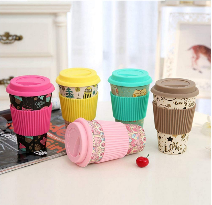 Custom Logo Printing Ec-Friendly Coffee Mug 400ml 450ml Bamboo Fiber Coffee Cup