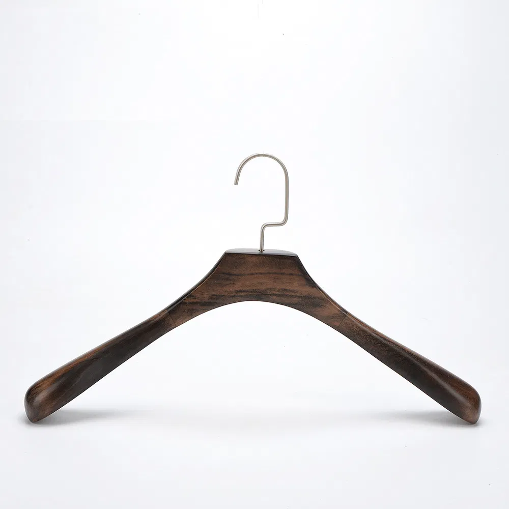 Luxury Wood Hangers: Dark Brown Wooden Top Clothes Hangers with Metal Hook and Wide Shoulder for Coat/Suit/Jacket/Hotels/Clothing Display