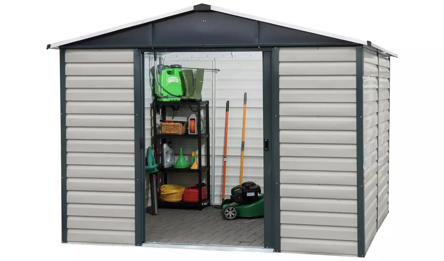 Outdoor Light Steel Structure Emerald Apex Metal Garden House Tool Shed