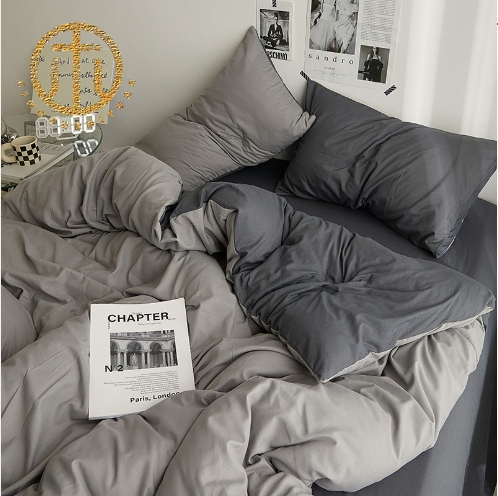 Four-Piece Solid Color Washable Bed Sheet Quilt Cover Simple Fitted Sheet