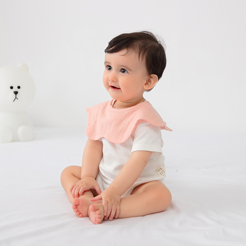 360° Rotatable Drool Bibs - 4-Layer Organic Cotton Bandana Bib for Babies