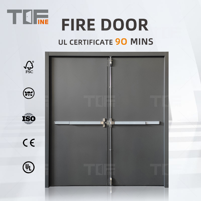 UL European Standard Modern Sliding Steel Single Leaf Internal Casement Fire Rated French Security Door with Jamb in Dubai