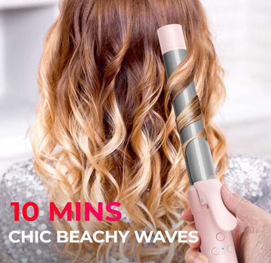 30s Fast Heat-up Rotating Beach Waver Curling Iron Ceramic Self Curler