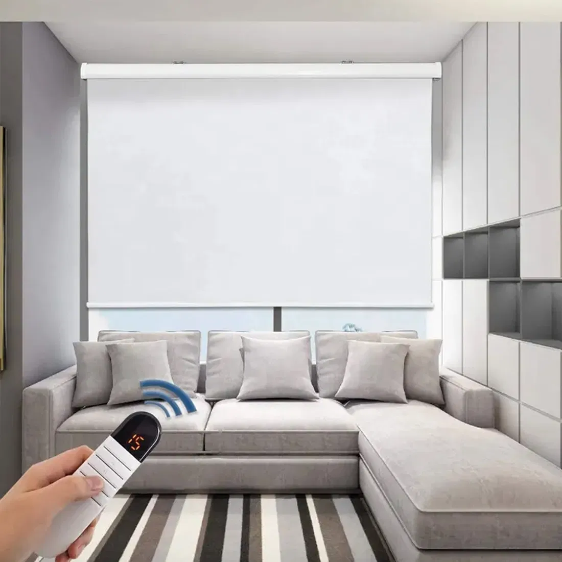 Custom Home Indoor WiFi Smart Electronic Roller Motorized Blind for Windows