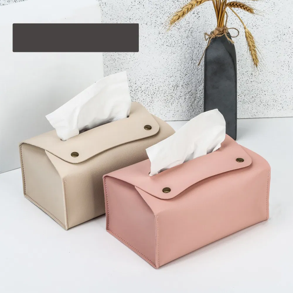 Custom Leather Tissue Holder Wet Facial Paper Leather Boxes Luxury Decoration Square Car Tissue Box