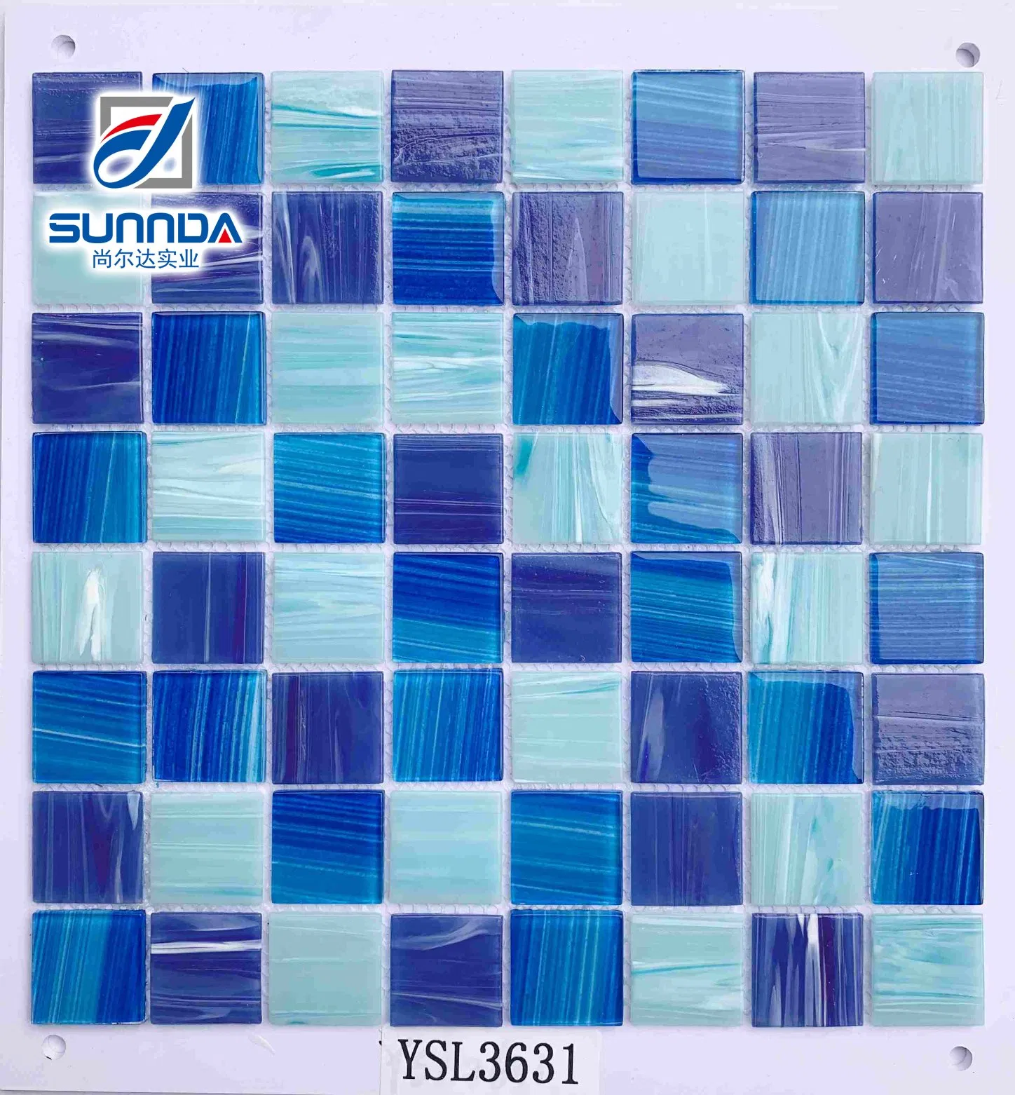 Мозаика стеклянная 30x30мм Aqua Blue для бассейна