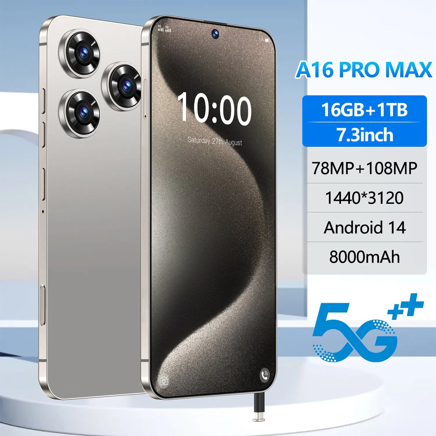 2025 New Phonea16 PRO Max 16GB+1tb 5g 7.3-Inch Mtk6889 48MP 108MP with Built-in Pen Android 14 Smartphone