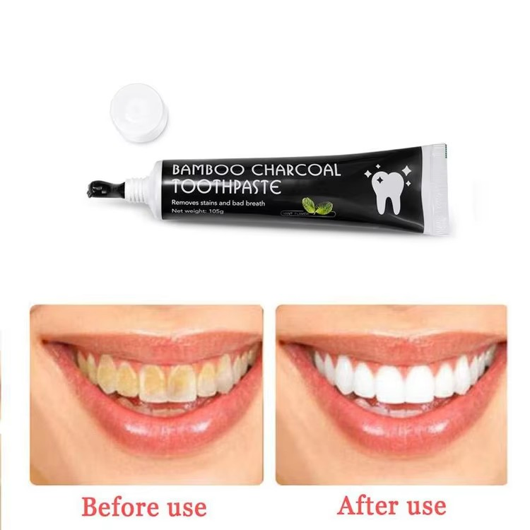 Custom Adult Sensitive Teeth Fluoride-Free Deep Cleaning Tooth Stains Natural Activated Bamboo Charcoal Whitening Toothpaste