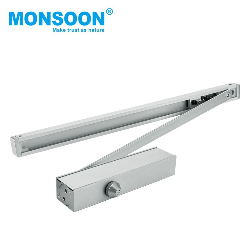 Commercial Stainless Steel Door Closer Hydraulic Steel Spring Loaded Top Mounted Sliver Automatic Soft Close Door Closer