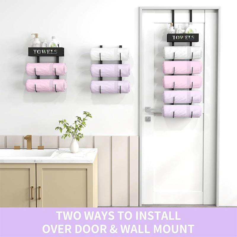 Multi-Tier Metal Wall-Mounted Bathroom Storage Cross-Border Towel Rack