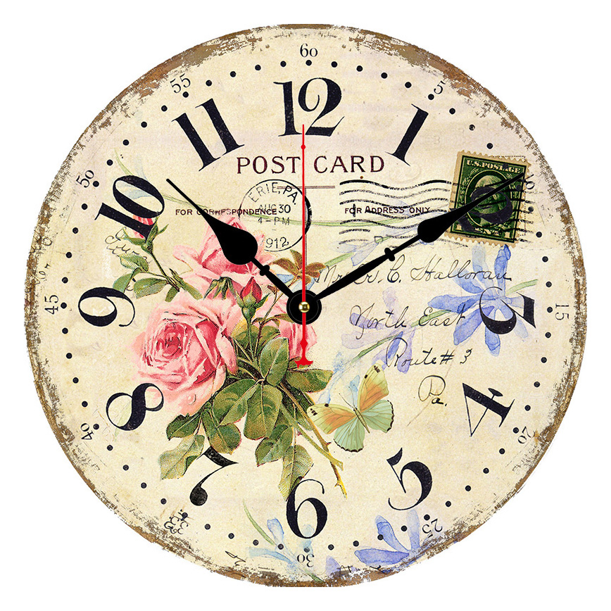 Dia 30/34/40/60cm Antique Decorative Wall Clock Maison Wooden Wall Clock Home and Table Decoration Promotion Gift Clock for Kitchen/Living /Bed Room