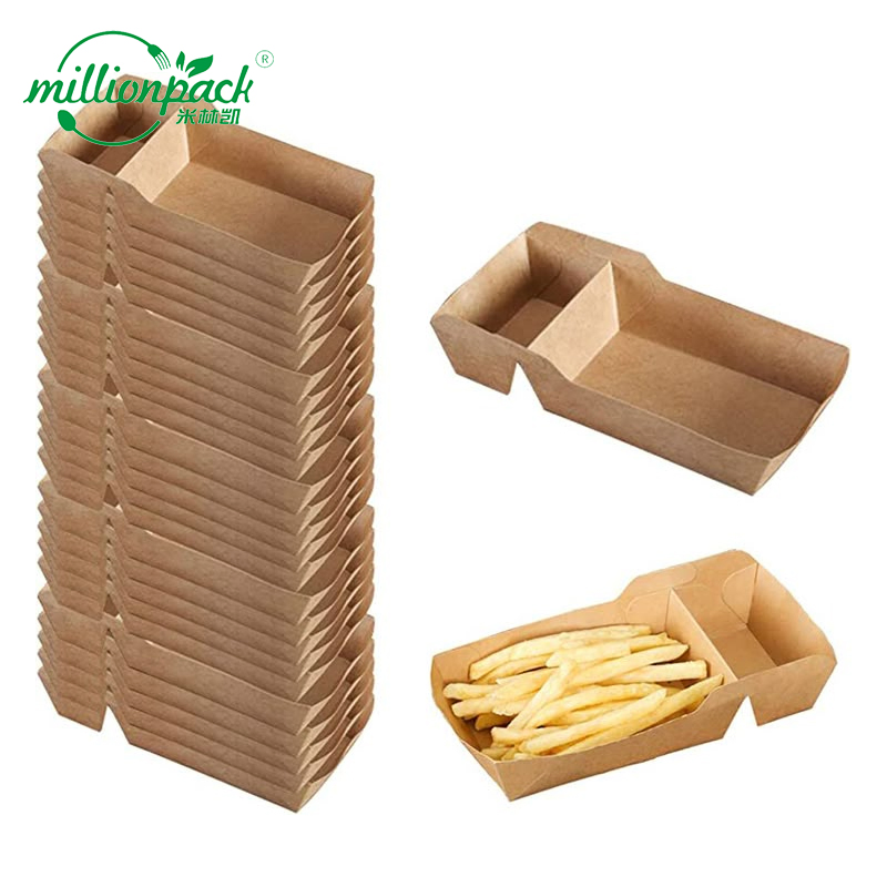 Compostable Disposable Kraft Food Tray for Street Market Food Vendors