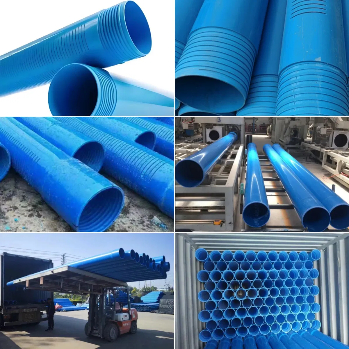 Good Quality UPVC Deep Wall Drilling Pipe 4.5 Inch Blue Color with Bend ASTM PVC Well Casing Pipe